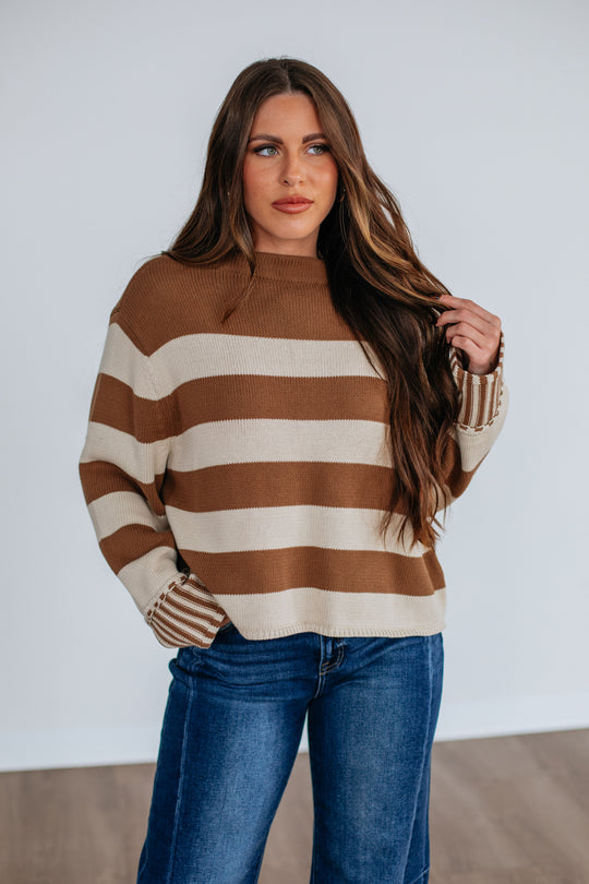 Candyce Striped Sweater - Camel
