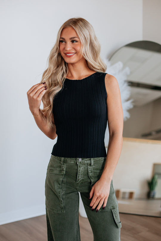 Missie Ribbed Tank - Black