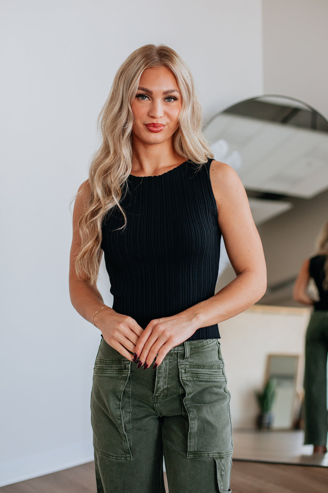 Missie Ribbed Tank - Black