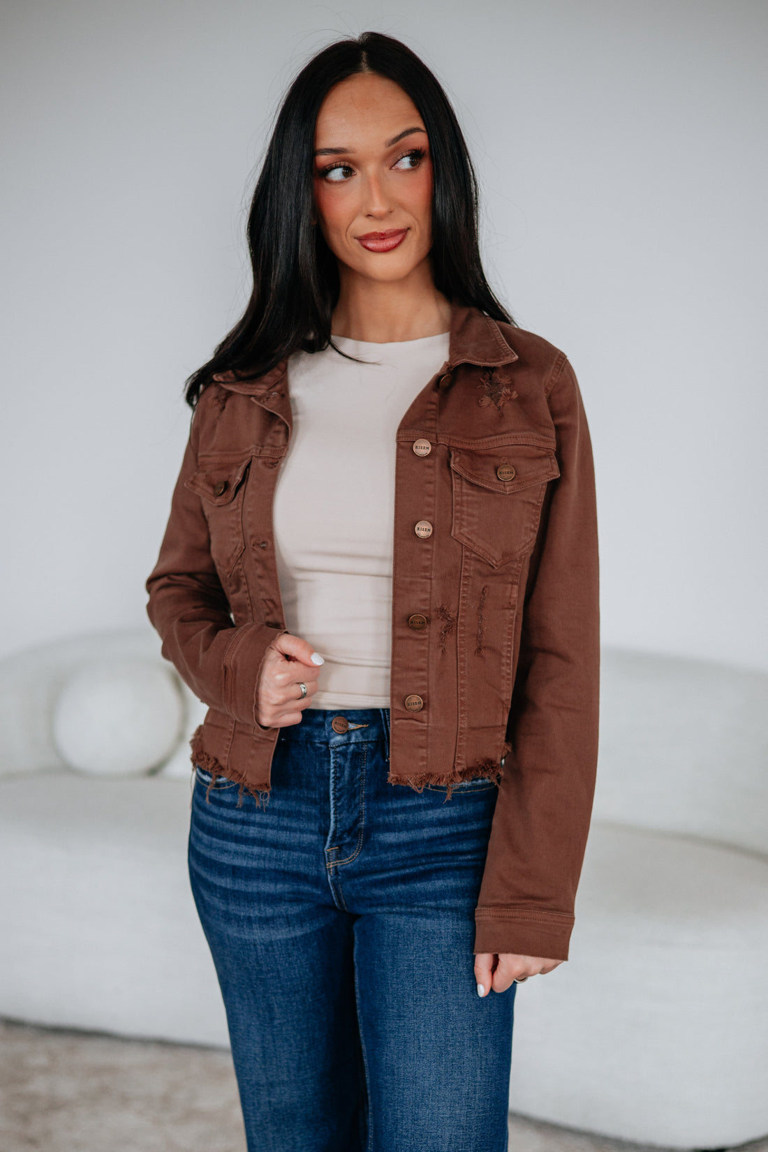 Gemma Risen Denim Jacket - Mocha