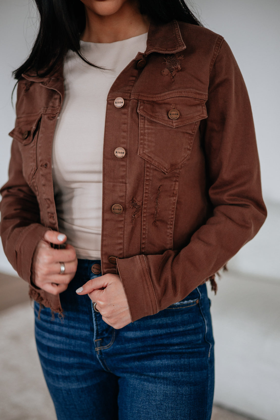 Gemma Risen Denim Jacket - Mocha