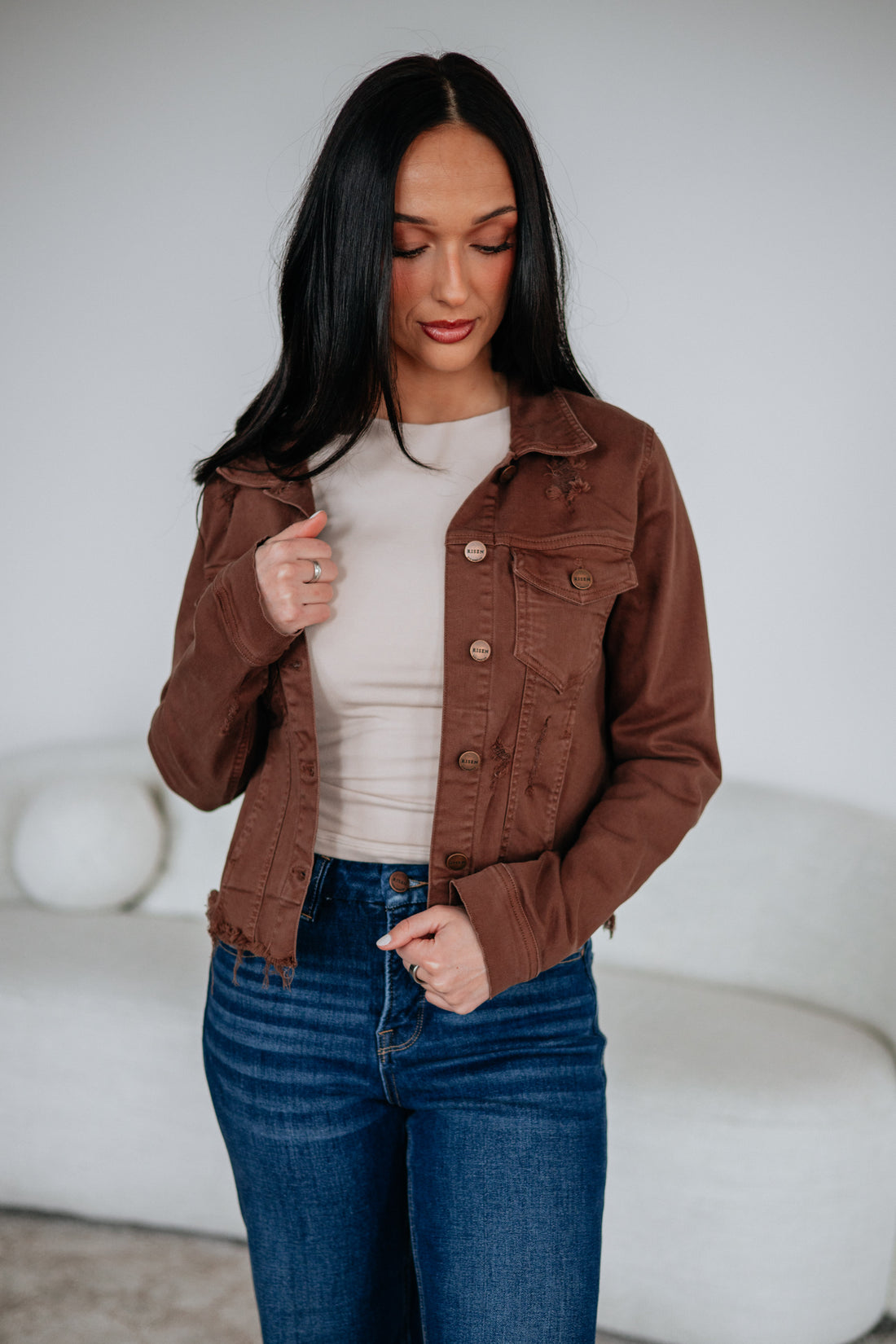 Gemma Risen Denim Jacket - Mocha