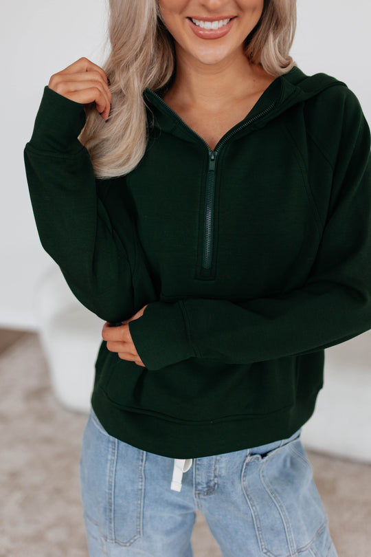 Aubrie Half-Zip Pullover - Hunter Green