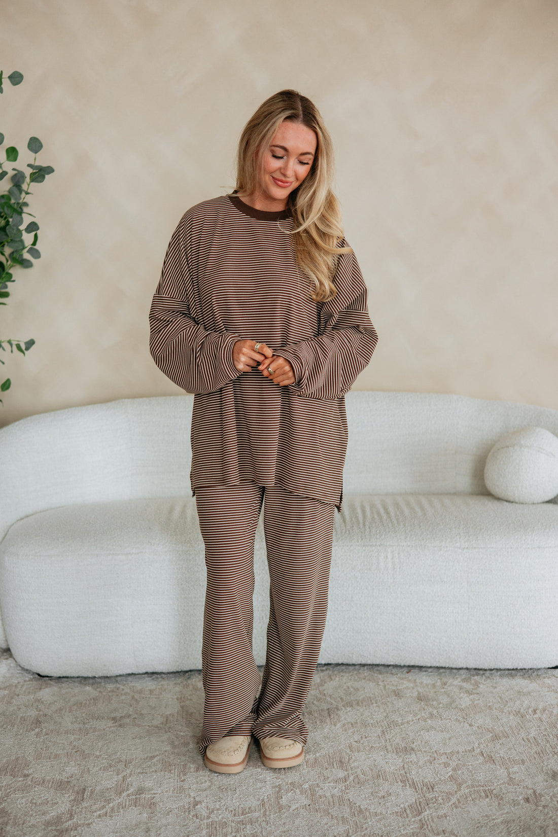 Cayla Striped Pants - Chocolate Mix