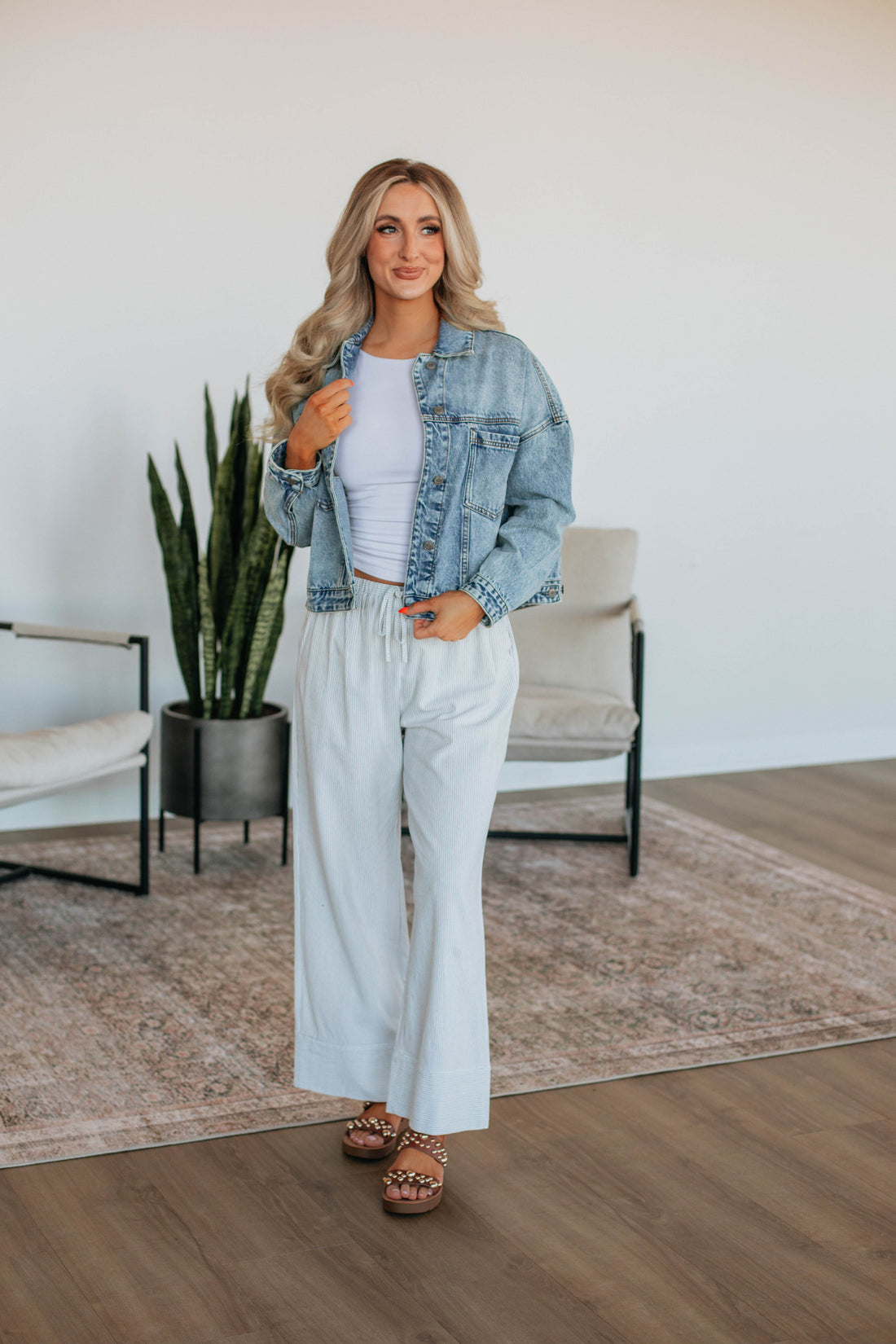 Luvan Striped Pants - Ivory Mix