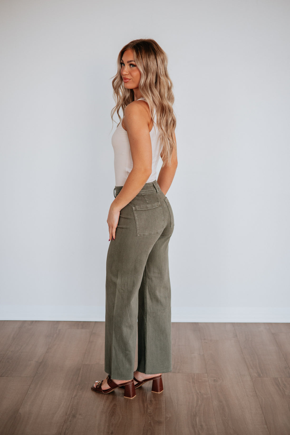 Linsley Wide Leg Pants - Olive