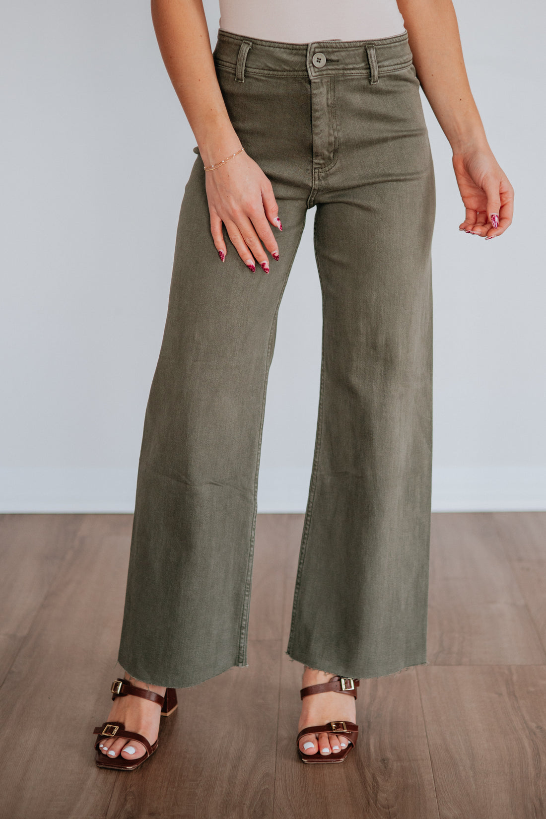 Linsley Wide Leg Pants - Olive