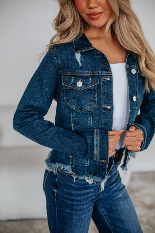 Gemma Risen Denim Jacket - Deep Blue