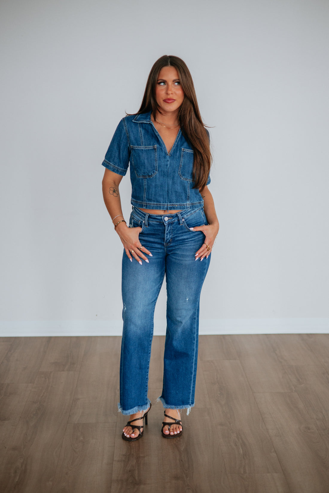 Regina Risen Denim Top