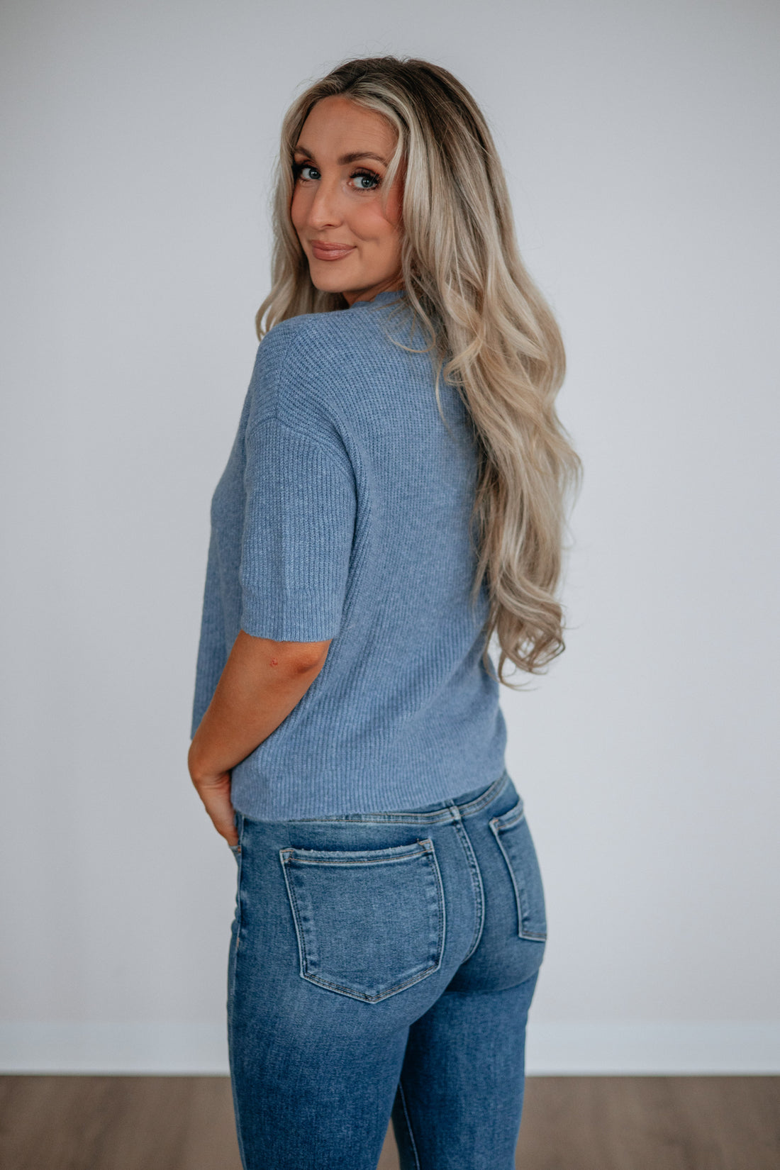 Auden Sweater Top - Dusty Blue