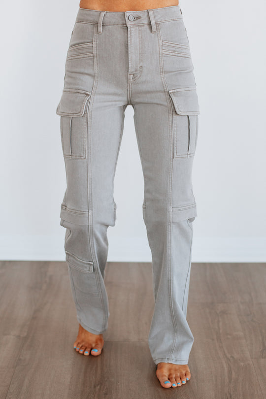 Tracey Hidden Cargo Jeans - Gravel
