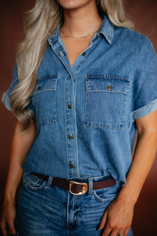 Avery Risen Denim Top