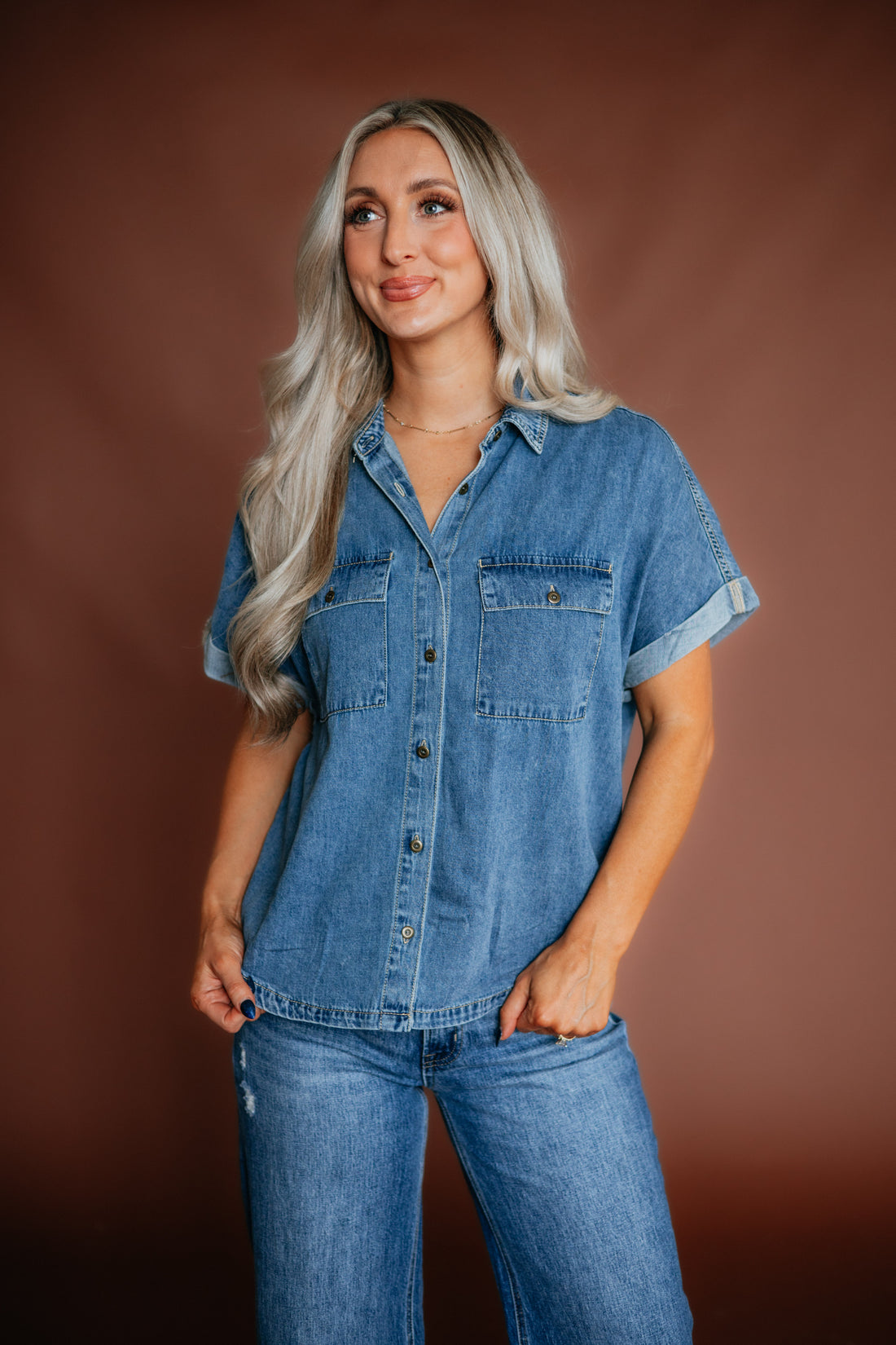 Avery Risen Denim Top
