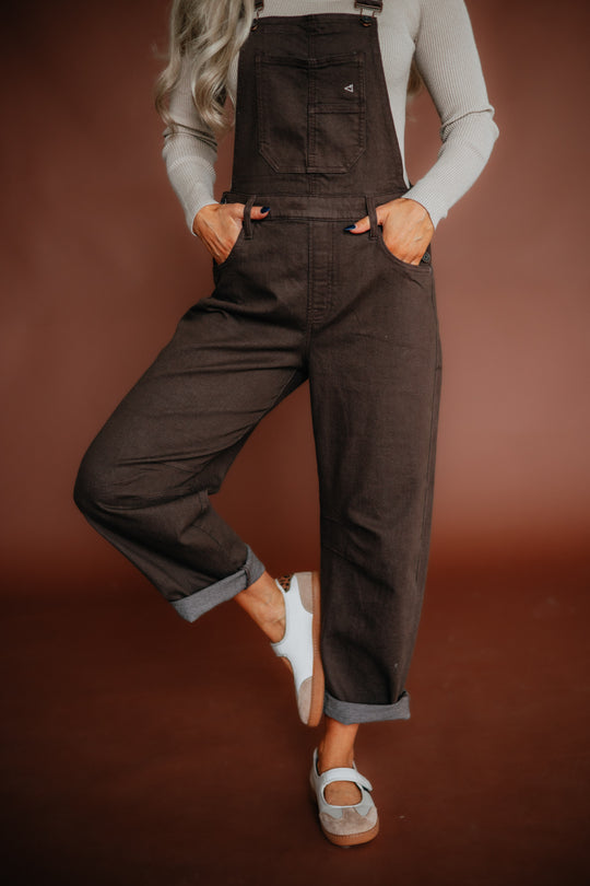 Dylan Hidden Denim Overalls - Chocolate