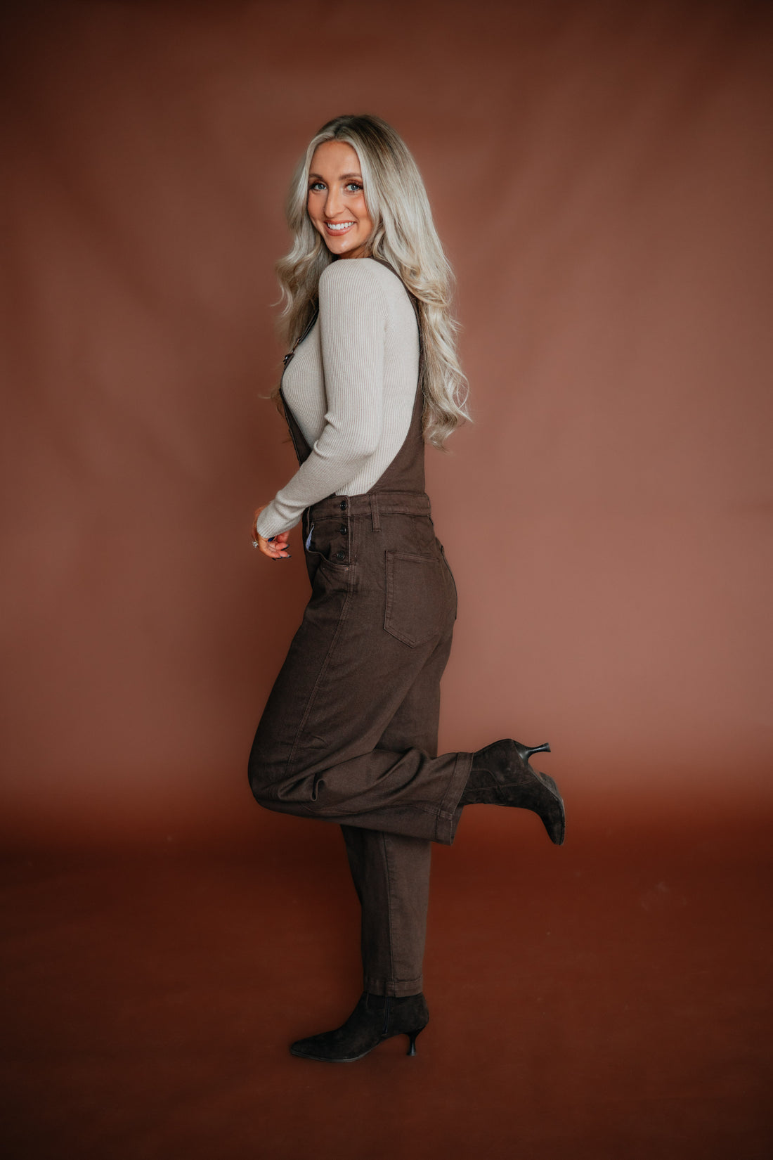 Dylan Hidden Denim Overalls - Chocolate