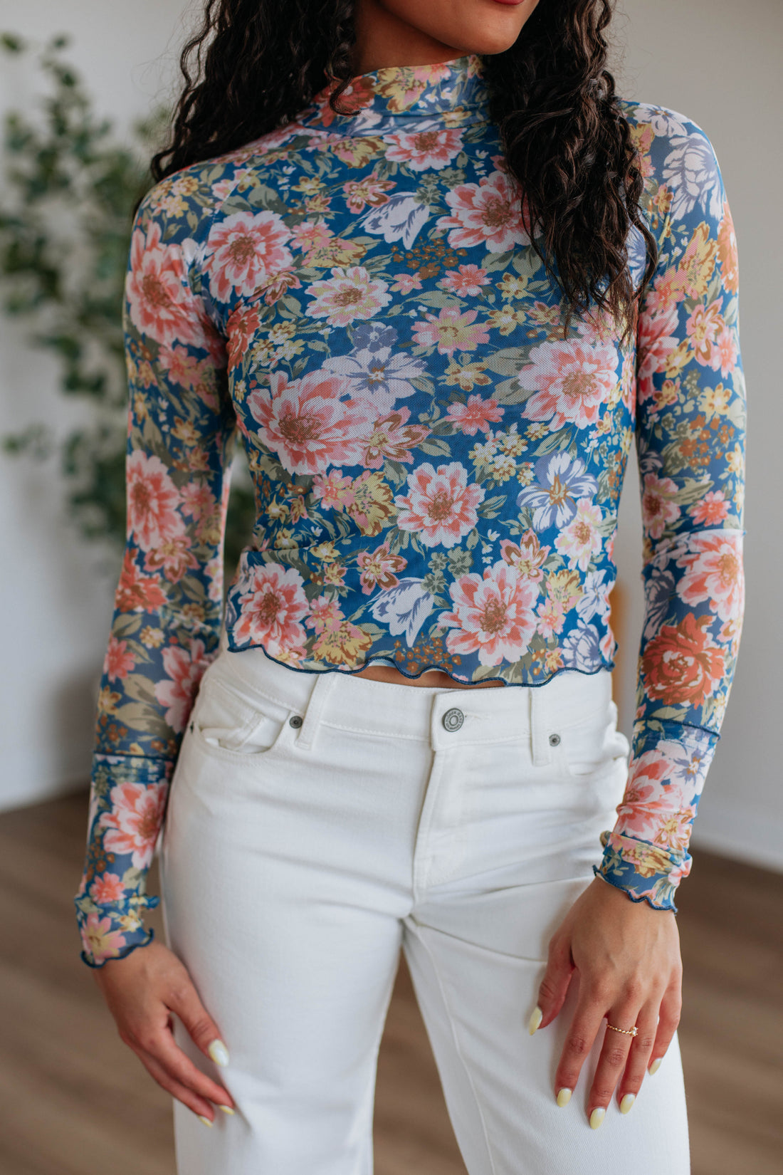 Zadie Floral Mesh Top