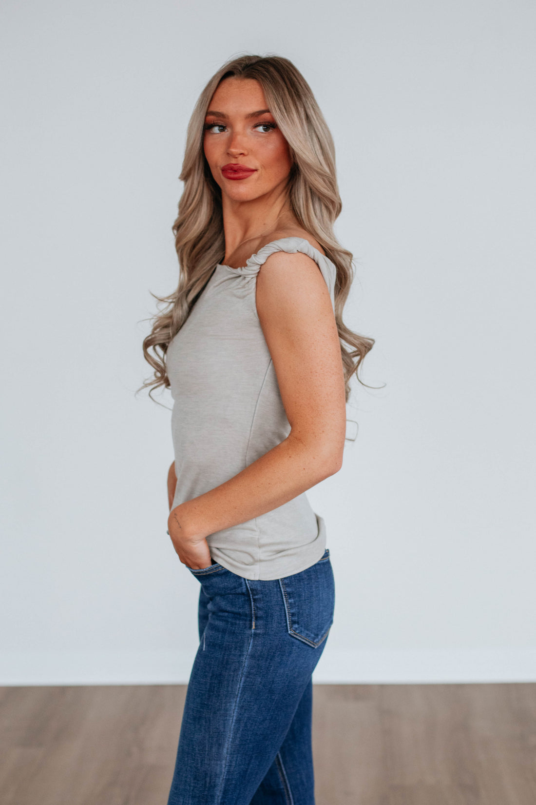 Zariya Off Shoulder Top - Mushroom